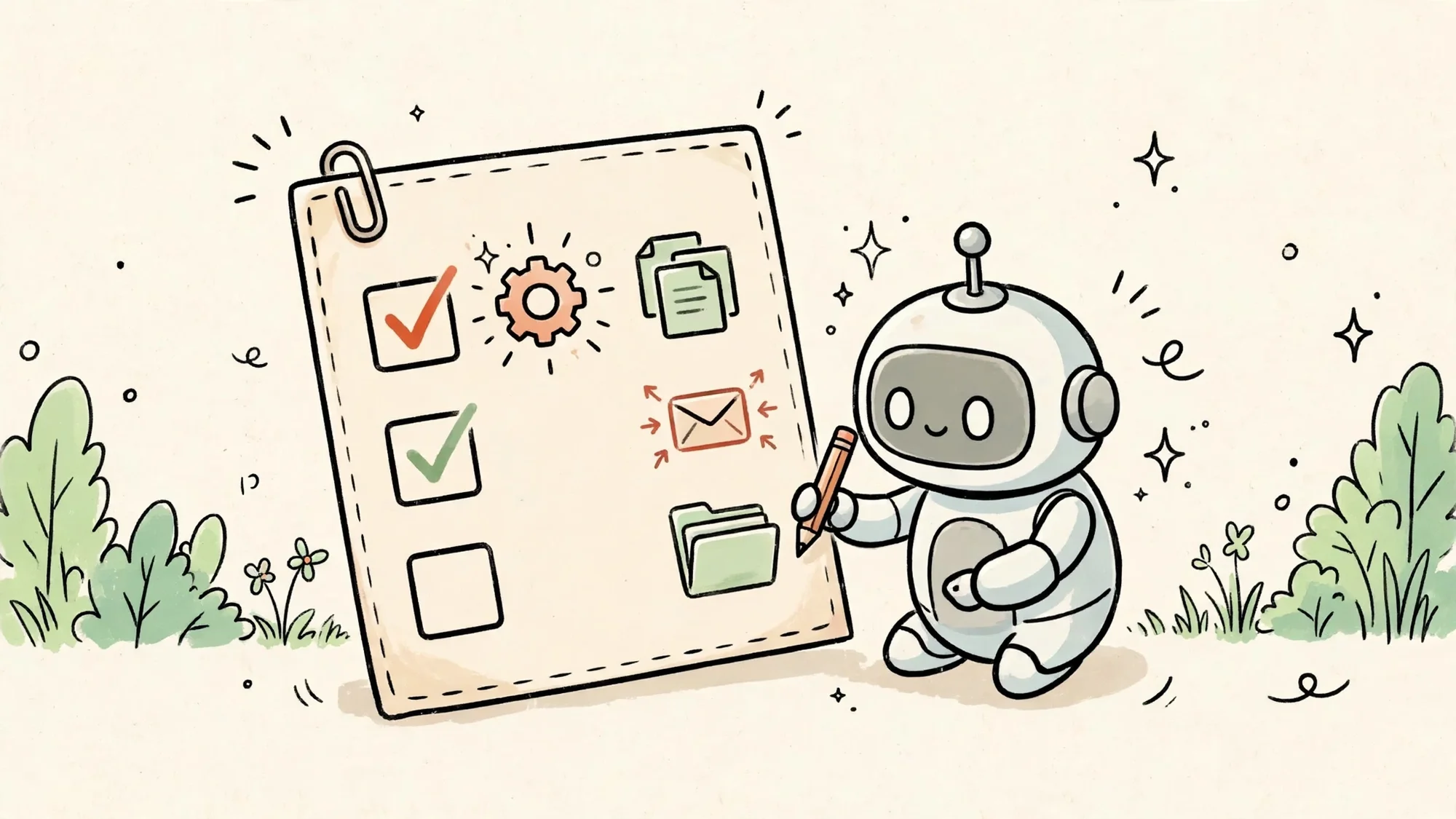 Danh sách việc lặp lại như sao chép dữ liệu, gửi nhắc nhở, nộp biểu mẫu, robot đánh dấu việc nên tự động trước